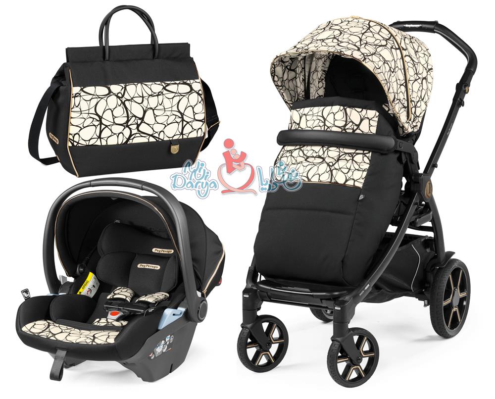 ست 3 تکه کالسکه پگ پرگو مدل Book Lounge Graphic Gold